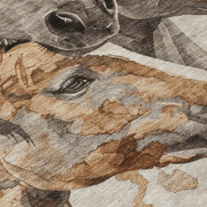 HomeRoots 5' Stylish Beige and Gray Horse Area Rug – Washable, Durable, Perfect for Indoor and Outdoor Spaces 10' X 14' 618672