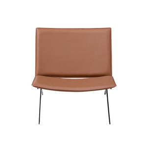 English Elm Modern Saddle Leather Accent Chair Curved Back Matte Iron Legs Compact Seating Brown W2085P399093