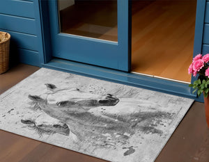 Homeroots 3' X 5' Stylish Horse Washable Indoor Outdoor Area Rug For High Traffic Spaces And Easy Maintenance Gray Polyester 618679