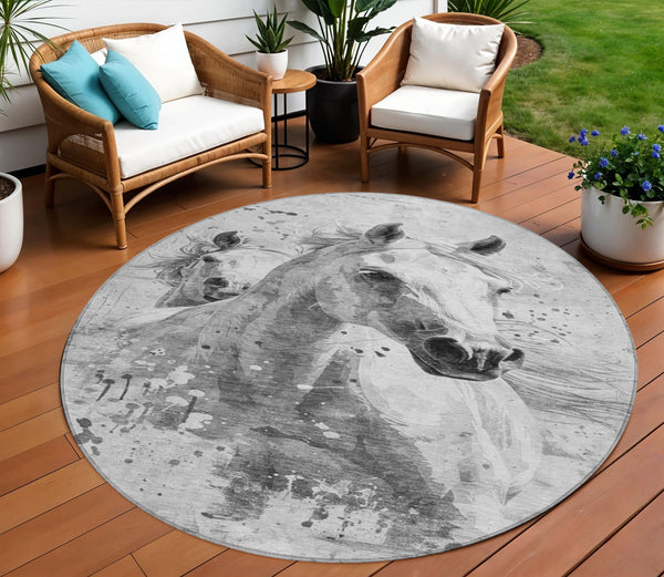 Homeroots 3' X 5' Stylish Horse Washable Indoor Outdoor Area Rug For High Traffic Spaces And Easy Maintenance Gray Polyester 618681