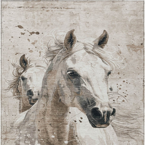 Homeroots 3' X 5' Stylish Horse Washable Indoor Outdoor Area Rug For High Traffic Spaces And Easy Maintenance Ivory Polyester 618686