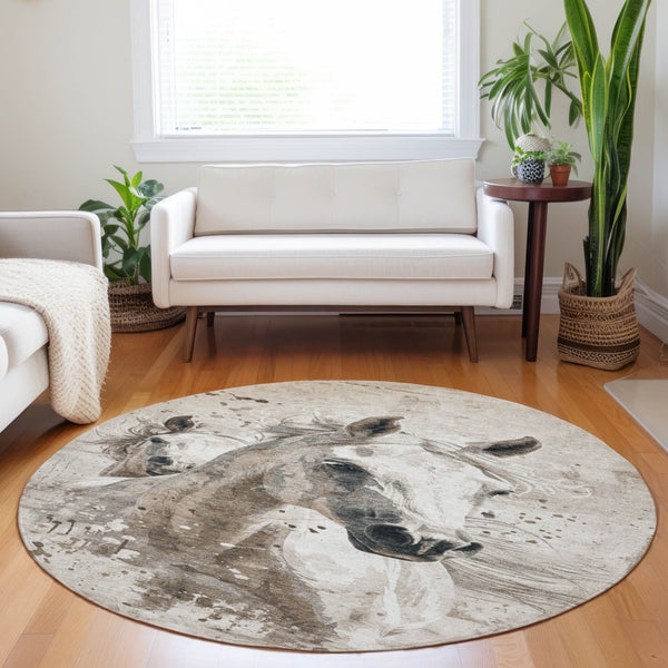 Homeroots 3' X 5' Stylish Horse Washable Indoor Outdoor Area Rug For High Traffic Spaces And Easy Maintenance Ivory Polyester 618687