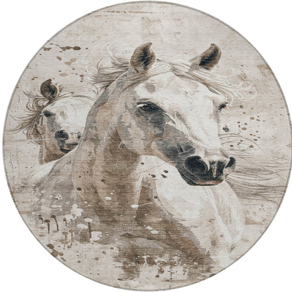 Homeroots 3' X 5' Stylish Horse Washable Indoor Outdoor Area Rug For High Traffic Spaces And Easy Maintenance Ivory Polyester 618687