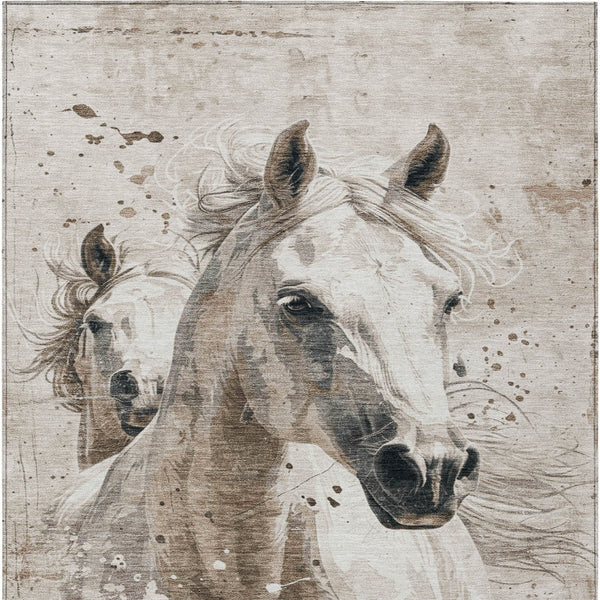 Homeroots 3' X 5' Stylish Horse Washable Indoor Outdoor Area Rug For High Traffic Spaces And Easy Maintenance Ivory Polyester 618688