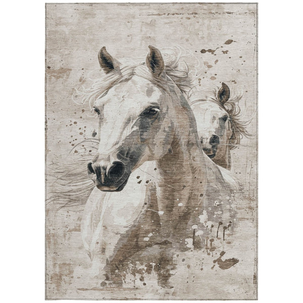 Homeroots 3' X 5' Stylish Horse Washable Indoor Outdoor Area Rug For High Traffic Spaces And Easy Maintenance Ivory Polyester 618690