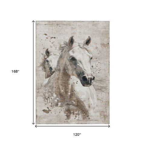 Homeroots 3' X 5' Stylish Horse Washable Indoor Outdoor Area Rug For High Traffic Spaces And Easy Maintenance Ivory Polyester 618690
