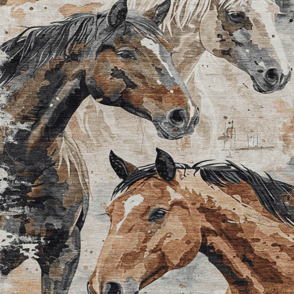 HomeRoots 5' Durable Indoor Outdoor Area Rug with Charming Horse Motif – Stylish, Washable, and Versatile 8' X 10' 618694