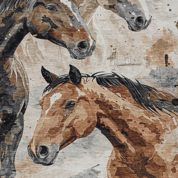 HomeRoots 5' Durable Indoor Outdoor Area Rug with Charming Horse Motif – Stylish, Washable, and Versatile 9' X 12' 618695