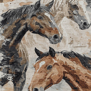 HomeRoots 5' Durable Indoor Outdoor Area Rug with Charming Horse Motif – Stylish, Washable, and Versatile 10' X 14' 618696