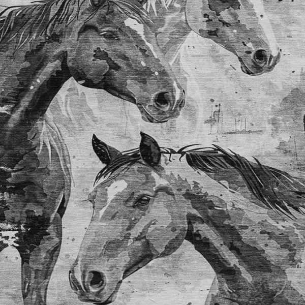 HomeRoots 5' Gray And Silver Horse Area Rug – Durable, Washable Design for Indoor/Outdoor Charm & Style 8' X 10' 618700