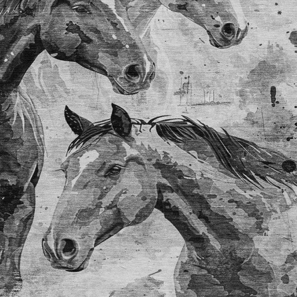 HomeRoots 5' Gray And Silver Horse Area Rug – Durable, Washable Design for Indoor/Outdoor Charm & Style 10' X 14' 618702