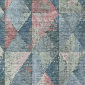 Homeroots 3' Stylish Geometric Washable Area Rug For Indoor & Outdoor Use – Durable, Stain-resistant Design Denim Polyester 618703