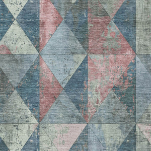 Homeroots 3' Stylish Geometric Washable Area Rug For Indoor & Outdoor Use – Durable, Stain-resistant Design Denim Polyester 618706