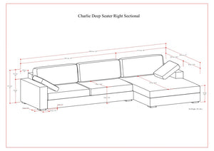 English Elm Charlie Deep Seater Right Sectional Sofa with Oversized Chaise, Eco Performance Fabric, 122" wide Gray B136P199280