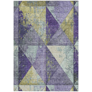 Homeroots 3' Stylish Geometric Washable Area Rug For Indoor & Outdoor Use – Durable, Stain-resistant Design Eggplant Polyester 618709