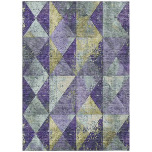HomeRoots 5' Eggplant and Gold Geometric Area Rug - Stylish Washable Rug for Indoor and Outdoor Spaces 5' X 8' 618710