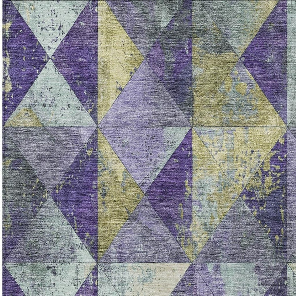 HomeRoots 5' Eggplant and Gold Geometric Area Rug - Stylish Washable Rug for Indoor and Outdoor Spaces 5' X 8' 618710