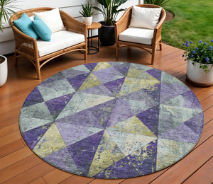 Homeroots 3' Stylish Geometric Washable Area Rug For Indoor & Outdoor Use – Durable, Stain-resistant Design Eggplant Polyester 618711