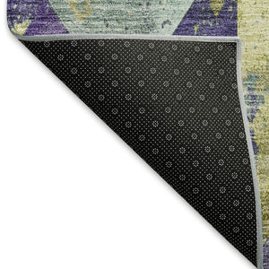 HomeRoots 5' Eggplant and Gold Geometric Area Rug - Stylish Washable Rug for Indoor and Outdoor Spaces 8' Round 618711