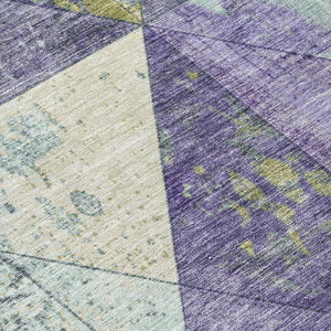 Homeroots 3' Stylish Geometric Washable Area Rug For Indoor & Outdoor Use – Durable, Stain-resistant Design Eggplant Polyester 618711