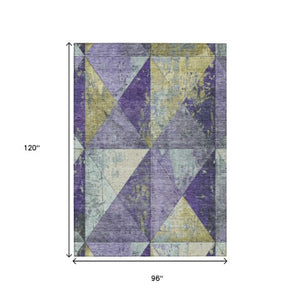 Homeroots 3' Stylish Geometric Washable Area Rug For Indoor & Outdoor Use – Durable, Stain-resistant Design Eggplant Polyester 618712