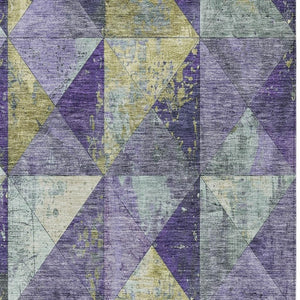 HomeRoots 5' Eggplant and Gold Geometric Area Rug - Stylish Washable Rug for Indoor and Outdoor Spaces 8' X 10' 618712