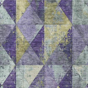 HomeRoots 5' Eggplant and Gold Geometric Area Rug - Stylish Washable Rug for Indoor and Outdoor Spaces 9' X 12' 618713