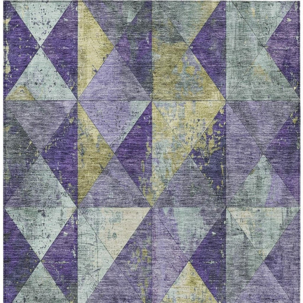 HomeRoots 5' Eggplant and Gold Geometric Area Rug - Stylish Washable Rug for Indoor and Outdoor Spaces 9' X 12' 618713