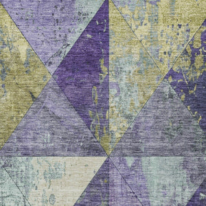 Homeroots 3' Stylish Geometric Washable Area Rug For Indoor & Outdoor Use – Durable, Stain-resistant Design Eggplant Polyester 618713