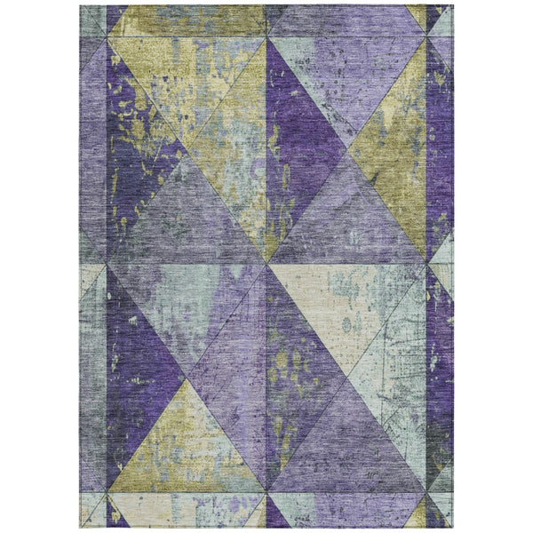 Homeroots 3' Stylish Geometric Washable Area Rug For Indoor & Outdoor Use – Durable, Stain-resistant Design Eggplant Polyester 618714