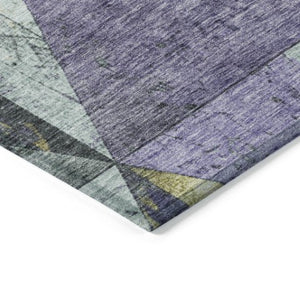 Homeroots 3' Stylish Geometric Washable Area Rug For Indoor & Outdoor Use – Durable, Stain-resistant Design Eggplant Polyester 618714
