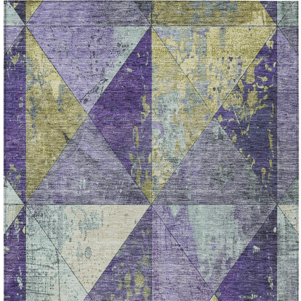 Homeroots 3' Stylish Geometric Washable Area Rug For Indoor & Outdoor Use – Durable, Stain-resistant Design Eggplant Polyester 618714