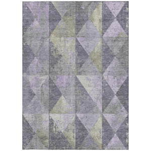 Homeroots 3' Stylish Geometric Washable Area Rug For Indoor & Outdoor Use – Durable, Stain-resistant Design Lavender Polyester 618715