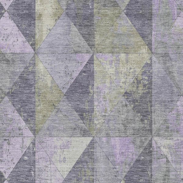 Homeroots 3' Stylish Geometric Washable Area Rug For Indoor & Outdoor Use – Durable, Stain-resistant Design Lavender Polyester 618715