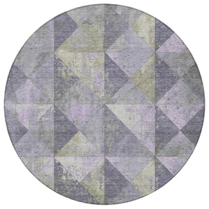 Homeroots 3' Stylish Geometric Washable Area Rug For Indoor & Outdoor Use – Durable, Stain-resistant Design Lavender Polyester 618717