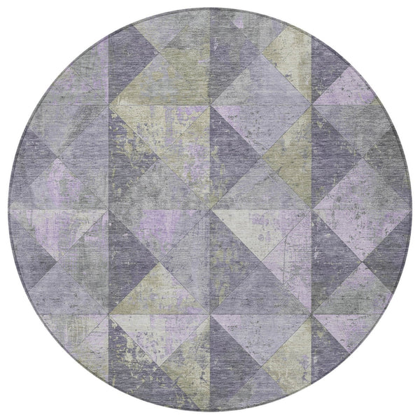 Homeroots 3' Stylish Geometric Washable Area Rug For Indoor & Outdoor Use – Durable, Stain-resistant Design Lavender Polyester 618717