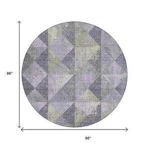 Homeroots 3' Stylish Geometric Washable Area Rug For Indoor & Outdoor Use – Durable, Stain-resistant Design Lavender Polyester 618717
