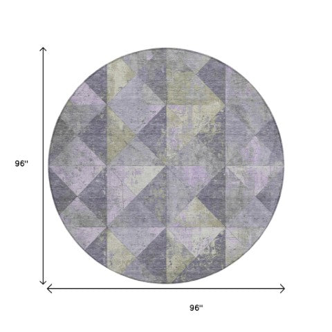 Homeroots 3' Stylish Geometric Washable Area Rug For Indoor & Outdoor Use – Durable, Stain-resistant Design Lavender Polyester 618717
