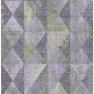 Homeroots 3' Stylish Geometric Washable Area Rug For Indoor & Outdoor Use – Durable, Stain-resistant Design Lavender Polyester 618718