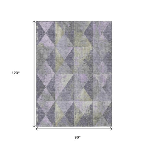 Homeroots 3' Stylish Geometric Washable Area Rug For Indoor & Outdoor Use – Durable, Stain-resistant Design Lavender Polyester 618718