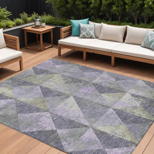 Homeroots 3' Stylish Geometric Washable Area Rug For Indoor & Outdoor Use – Durable, Stain-resistant Design Lavender Polyester 618718