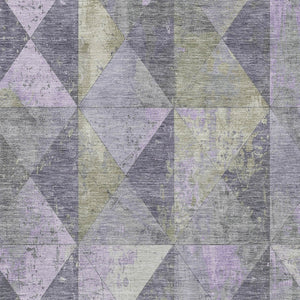 Homeroots 3' Stylish Geometric Washable Area Rug For Indoor & Outdoor Use – Durable, Stain-resistant Design Lavender Polyester 618718