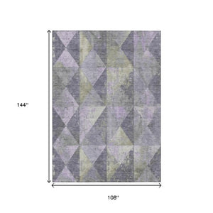Homeroots 3' Stylish Geometric Washable Area Rug For Indoor & Outdoor Use – Durable, Stain-resistant Design Lavender Polyester 618719
