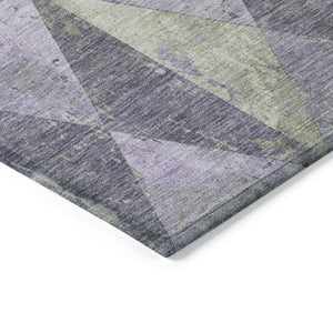 Homeroots 3' Stylish Geometric Washable Area Rug For Indoor & Outdoor Use – Durable, Stain-resistant Design Lavender Polyester 618719