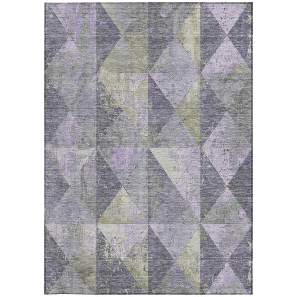 Homeroots 3' Stylish Geometric Washable Area Rug For Indoor & Outdoor Use – Durable, Stain-resistant Design Lavender Polyester 618719