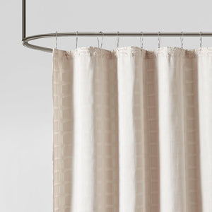 JLA Home Madison Park - Woven Textured Shower Curtain with Clipped Square Weave, Machine Washable, Durable 72x72 Inches Sand MP70-6710