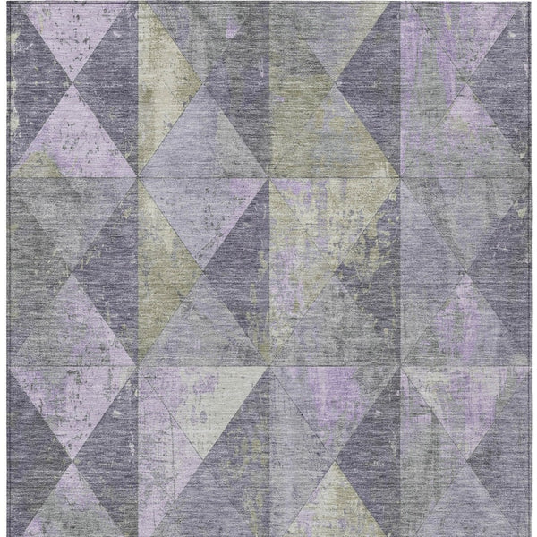 Homeroots 3' Stylish Geometric Washable Area Rug For Indoor & Outdoor Use – Durable, Stain-resistant Design Lavender Polyester 618720