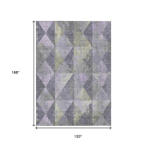 Homeroots 3' Stylish Geometric Washable Area Rug For Indoor & Outdoor Use – Durable, Stain-resistant Design Lavender Polyester 618720