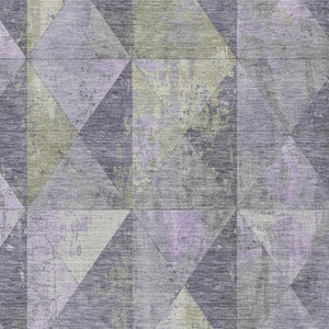 Homeroots 3' Stylish Geometric Washable Area Rug For Indoor & Outdoor Use – Durable, Stain-resistant Design Lavender Polyester 618720