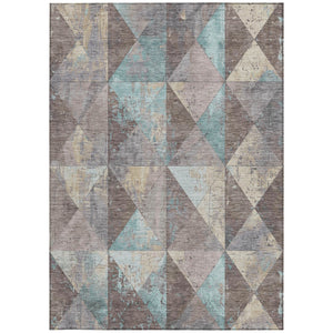 Homeroots 3' Stylish Geometric Washable Area Rug For Indoor & Outdoor Use – Durable, Stain-resistant Design Mocha Polyester 618724